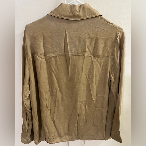 NWT Zara Jacket adjustable hem tan brown drawstring button front women’s S - Picture 7 of 9